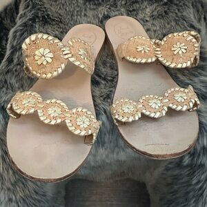 Jack Rogers Gold Embellished Women's Sandals Size 9.5